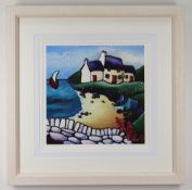HELEN ELLIOTT limited edition (15/195) giclee on cotton canvas - 'Secret Beach', entitled verso,