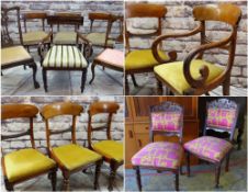ASSORTED ANTIQUE DINING CHAIRS including set of four Victorian chairs, pair Valentino-style