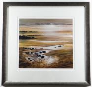 CERI AUCKLAND DAVIES limited edition (60/250) colour print, 'Marloes Sands', beachscape at low tide,