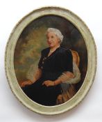 PHILIP JOHN (British, 20th Century) oil on canvas - portrait of a lady, signed, oval 60 x 49cms