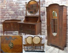 EDWARDIAN PAINTED MAHOGANY BEDROOM SUITE, floral and ribbon swag decoration (5)