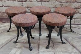 SET FIVE VICTORIAN-STYLE CAST ALLOY PUB STOOLS (5)