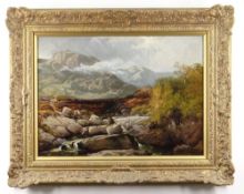 GEORGE WILLIAM PETTITT (fl. 1831-1863) oil on canvas - fishing near Dolgellau, inscribed verso,