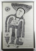 MATHIAS KAUAGE, O.B.E. (Papua New Guinea, 1944-2003) screenprint (a/p) - Untitled, a pregnant maiden