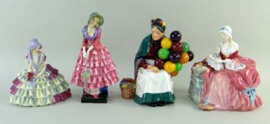 FOUR ROYAL DOULTON FIGURINES, comprising scarce Chloe HN1470, Penelope HN1901, The Old Balloon