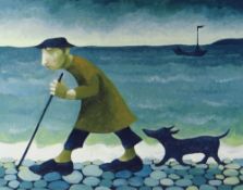 MURIEL DELAHAYE limited edition (67/275) colour print - 'Walking The Dog', signed in pencil, 37 x