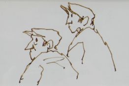 SIR KYFFIN WILLIAMS RA pen and ink - two figures, entitled 'Father and Son', signed verso and