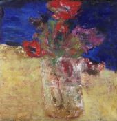 IVOR DAVIES oil on canvas - still life, entitled verso on Martin Tinney Gallery label 'Llysiau'r