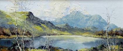 CHARLES WYATT WARREN oil on board - Yr Wyddfa and Llyn Padarn, signed, 23 x 53cms Provenance: