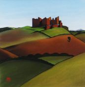 TOM JONES RCA pastel - 'Late Autumn Sunset, Castell Carreg Cennen', monogrammed, 35 x 35cms