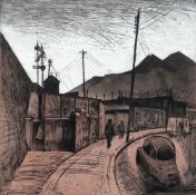 GEORGE CHAPMAN limited edition (4/25) etching and aquatint - south Wales valleys street scene with