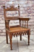 A SMALL 19TH CENTURY YNYS MON (ANGLESEY) EISTEDDFOD CHAIR inscribed 'Cymru Lan GwladyGan Wrth