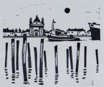 SIR KYFFIN WILLIAMS RA original linocut - entitled 'Venice', 26 x 31 cms Provenance: private