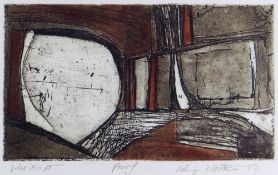 ISLWYN WATKINS artist's proof coloured etching and aquatint - abstract, entitled 'Where It's At',