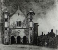 GEORGE CHAPMAN rare etching (one of six) - view of Uppingham School, Rutland, circa 1962, signed
