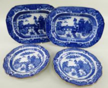 A SWANSEA POTTERY LONGBRIDGE TRANSFER PART SERVICE circa 1800-1810, in the English 'willow' style