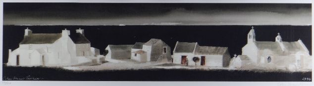 JOHN KNAPP-FISHER limited edition (220/275) print - Pembrokeshire village of whitewashed houses,