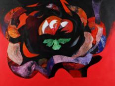 JOHN ELWYN acrylic on paper with collage - abstract, entitled verso 'Fernhill: All the Moon Long',