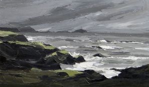 SIR KYFFIN WILLIAMS RA large oil on canvas - entitled verso 'Storm at Penmon', dated 1975, 75 x