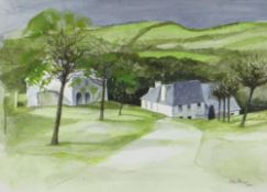 JOHN ELWYN gouache and acrylic on paper - Wern Newydd, Newquay, signed and dated 1980 lower right,