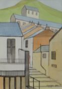 JACK JONES mixed media - entitled verso on Attic Gallery label 'Dickslade, Mumbles, Swansea (1955)',