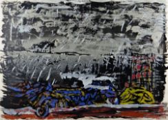 TERRY SETCH limited edition (8/75) screenprint - abstract, titled in pencil 'Beach Car Wreck',