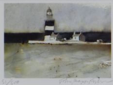 JOHN KNAPP-FISHER limited edition (51/500) print - lighthouse and buildings, signed, 12 x 15cms
