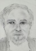 JACK JONES charcoal - self-portrait, signed with initials and dated 1985, 27 x 20cms Provenance: