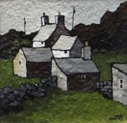 STEPHEN JOHN OWEN oil on canvas - Welsh farmstead with dry-stone walls, signed with initials, 19.5 x
