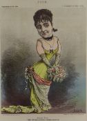 J KEPPLER chromolithograph from Puck Magazine - caricature of Adelina Patti 'The Everlasting Prima-