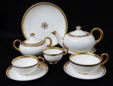 SWANSEA PORCELAIN PARIS FLUTE PART TEA SERVICE comprising teapot and stand, lidded sucrier, two