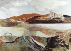 GLYN GRIFFITHS collage - entitled verso 'Estuary Castle' and dated 1973, signed, 45 x 62cms