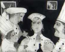 BEN PRITCHARD limited edition (4/30) aquatint etching - chefs playing cards, title to margin '