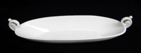 NANTGARW PORCELAIN TWIN HANDLED PEN TRAY gondola shaped with scroll and floret handles, non-