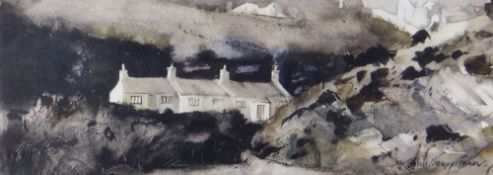 JOHN KNAPP-FISHER limited edition (136/500) print - cottages, Pembrokeshire, signed, 17 x 42cms