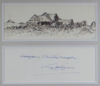 SIR KYFFIN WILLIAMS RA monoprint - upland buildings and dry stone wall, framed together with a