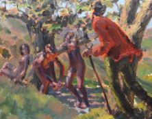 KEVIN SINNOTT oil on linen - four figures, entitled verso on Martin Tinney Gallery label, '