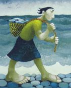 MURIEL DELAHAYE limited edition (55/275) colour print - 'The Fisherman's Daughter', signed in