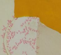 ROGER CECIL oil and mixed media on panel - entitled verso 'Angharad Yellow Dress and Butterfly