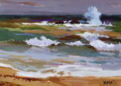 DONALD MCINTYRE acrylic - entitled verso 'Dark Sea', signed with initials, 19 x 27cms Provenance: