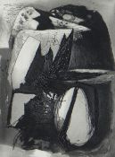 GRAHAM SUTHERLAND etching - semi-abstract / landscape, entitled verso on Mercury Gallery label '