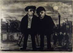 COLIN GARD ALLEN lithograph - figures in an industrial landscape, title to margin 'Miners, South