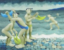 MURIEL DELAHAYE limited edition (11/195) colour print - 'At The Seaside', signed in pencil, 39.5 x