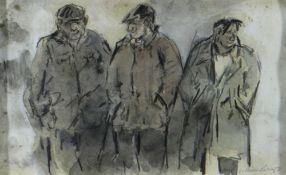 WILLIAM SELWYN watercolour - three chatting farmers, signed in full, 12 x 20cms Provenance: