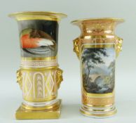 BARR, FLIGHT & BARR CYLINDRICAL PORCELAIN VASE, painted with view of figure on horseback on bridge