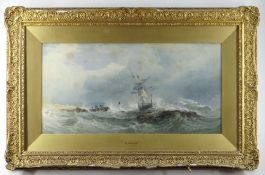 EDWARD DUNCAN R.W.S. (British, 1803-1882) watercolour - Off the Coast of Cornwall, a dramatic