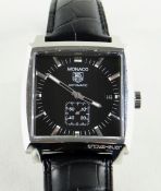 TAG HEUER MONACO WRISTWATCH, ref. WW2110-0, c. 2005, automatic calibre-6 movement, black dial with
