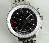 BREITLING NAVITIMER WORLD STAINLESS STEEL CHRONOGRAPH GMT CALENDAR BRACELET WATCH, ref: A24322, c.