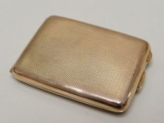 GEORGE V 9CT GOLD MATCH BOOK CASE of rectangular form, engine turned, Birmingham 1925, engraved