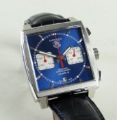 TAG HEUER MONACO CHRONOGRAPH WRISTWATCH, ref. CAW2111-0, jewelled Cal:12 automatic movement, blue